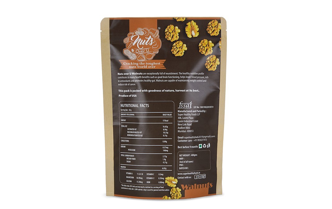 Nuts Over U Walnuts    Pack  400 grams